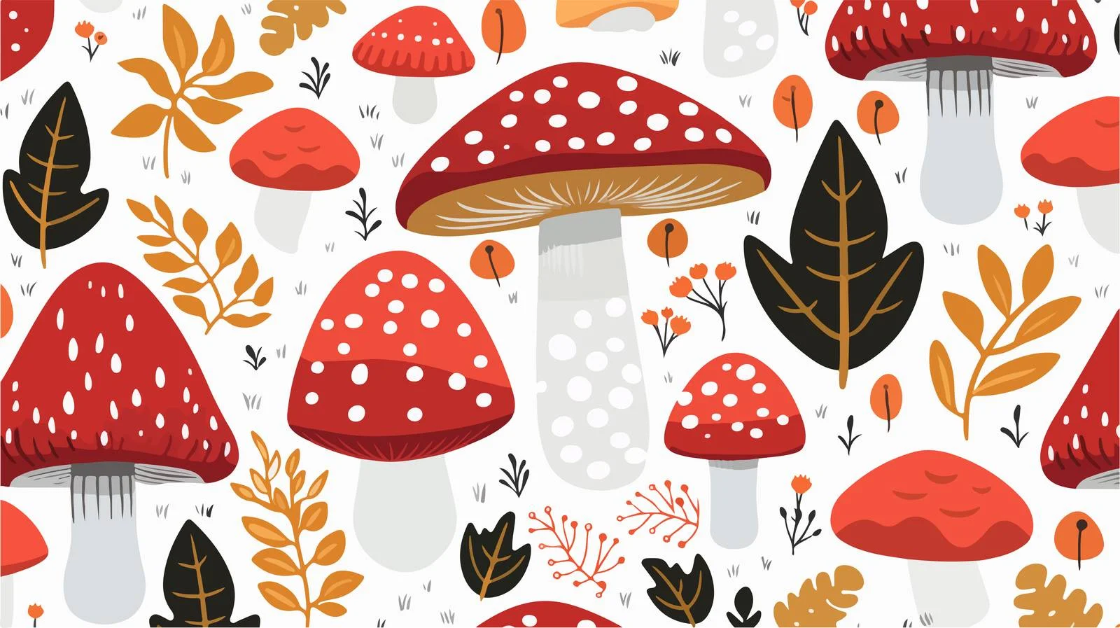 Mushroom Variety Seamless Pattern Design — free download from Dotvec