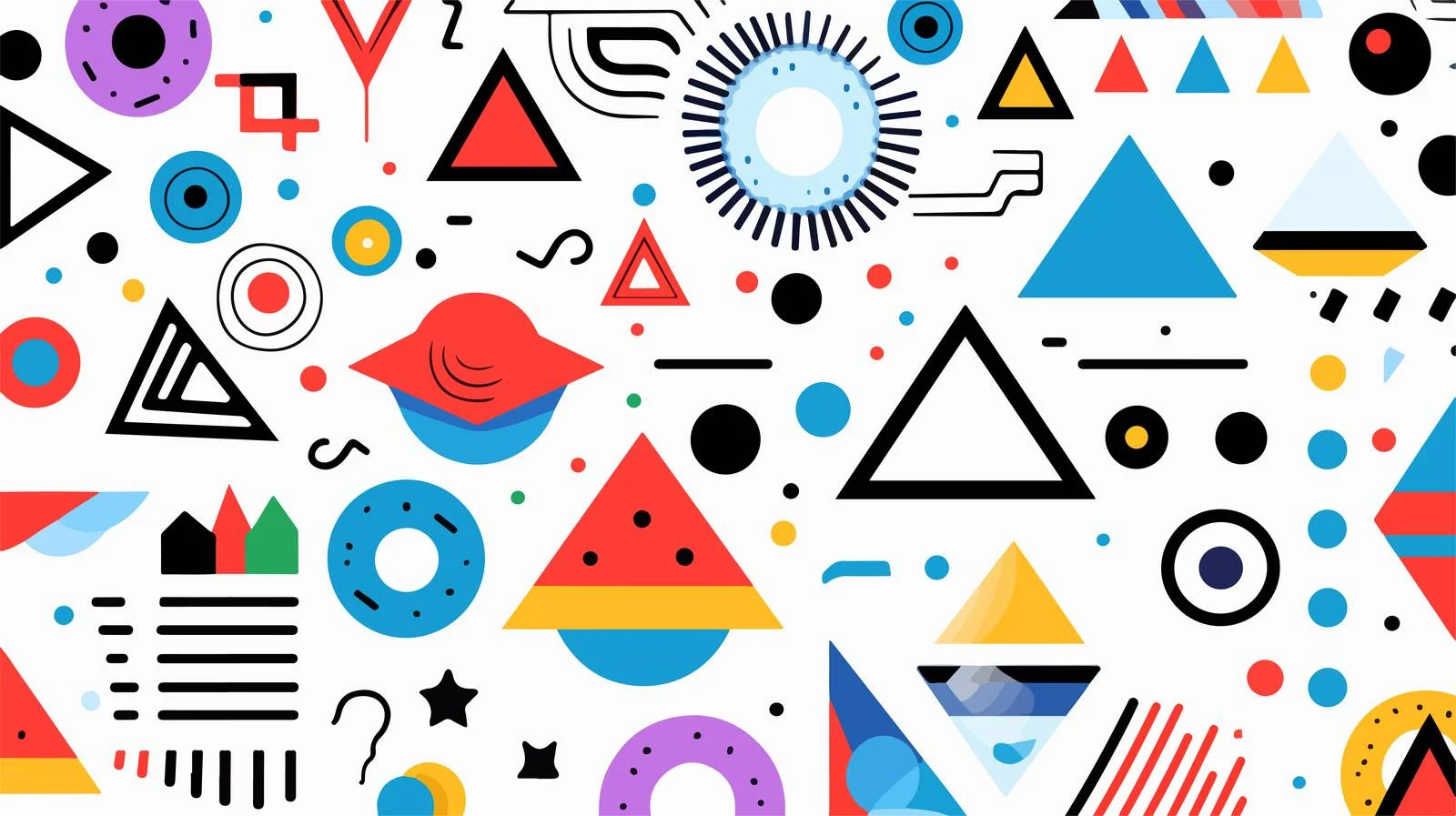 Geometric Shapes Seamless Pattern with Varied Elements — free download from Dotvec