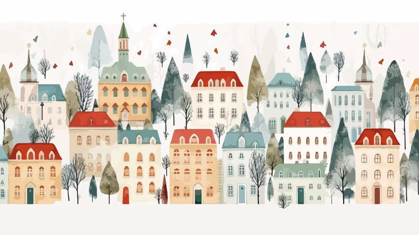 Urban Landscape Pattern with Church Element — free download from Dotvec