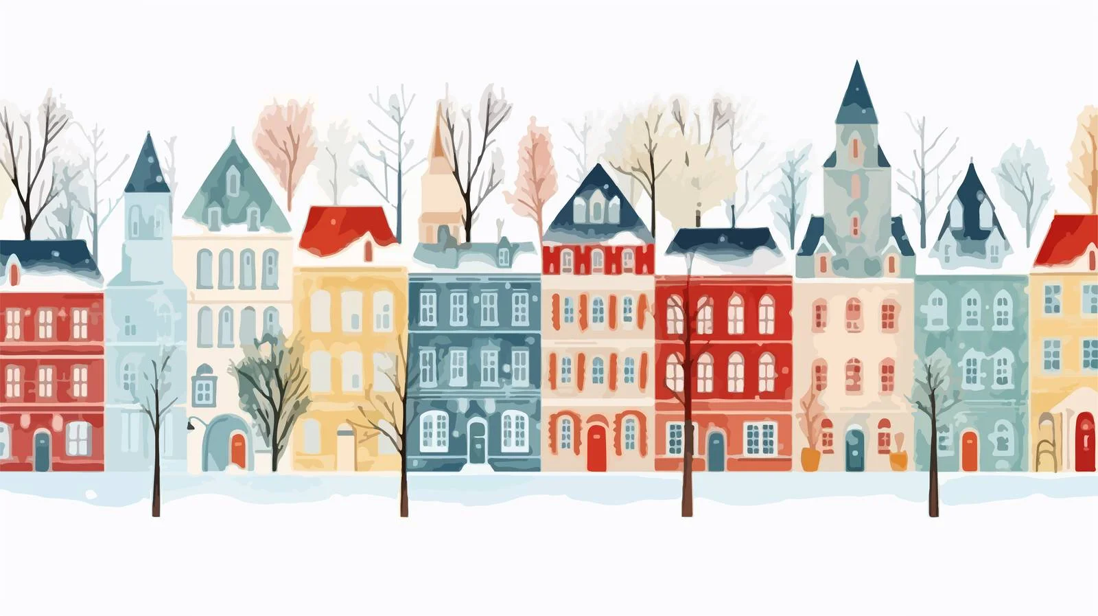 Urban Residential Buildings and Chapel Seamless Pattern — free download from Dotvec