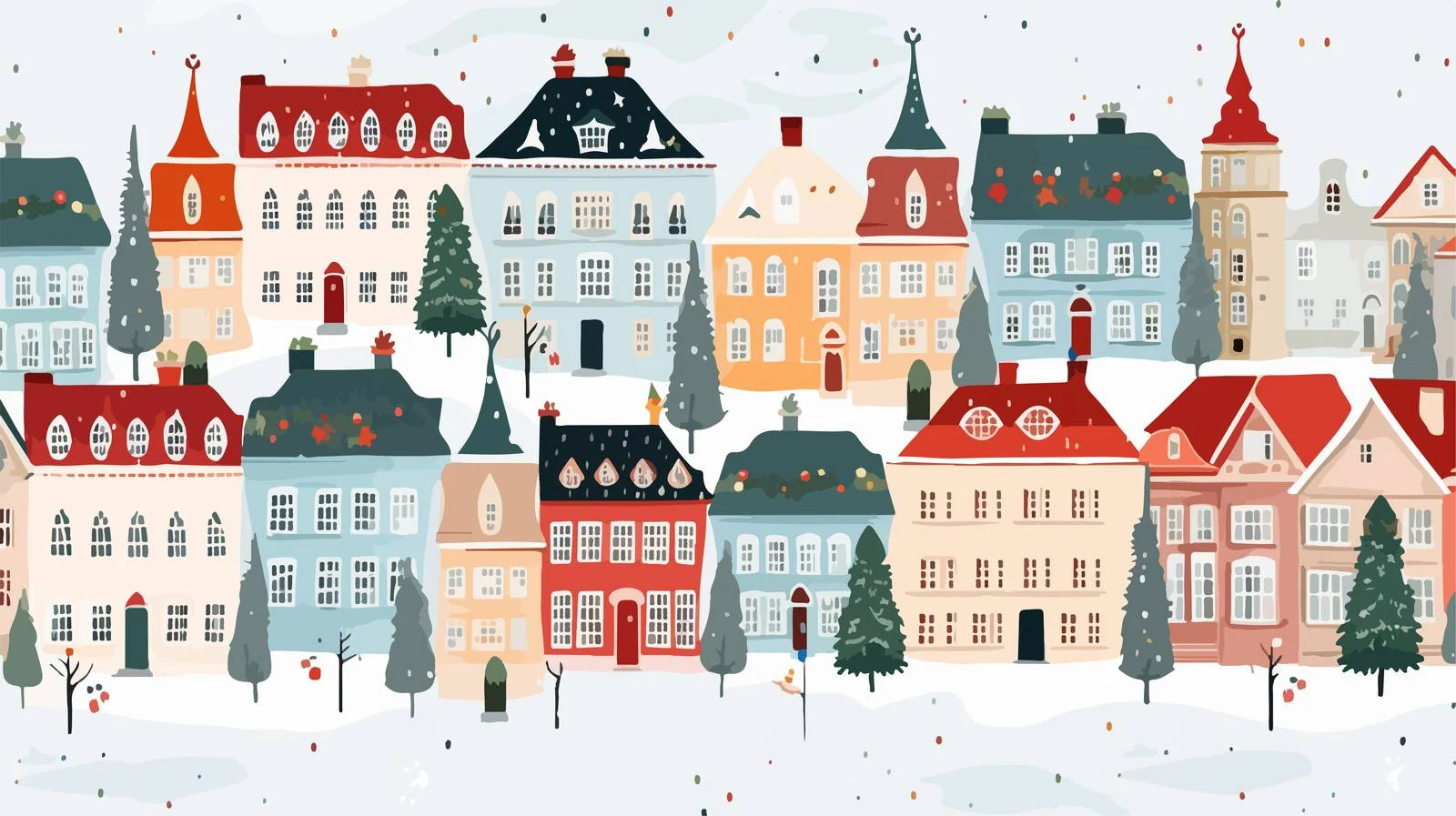 Urban Buildings and Chapel Seamless Pattern — free download from Dotvec