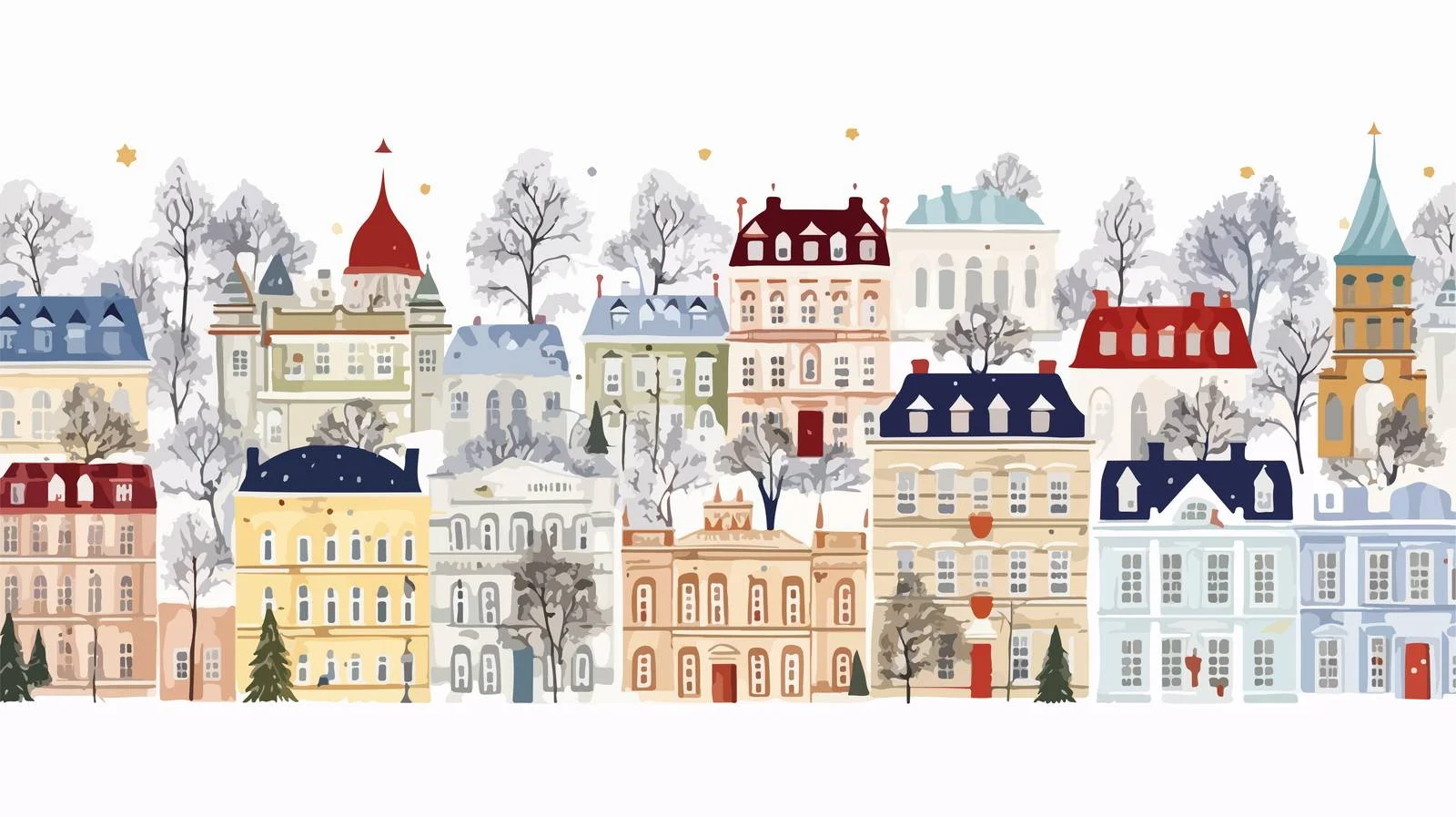 Urban Architecture and Chapel Seamless Pattern — free download from Dotvec