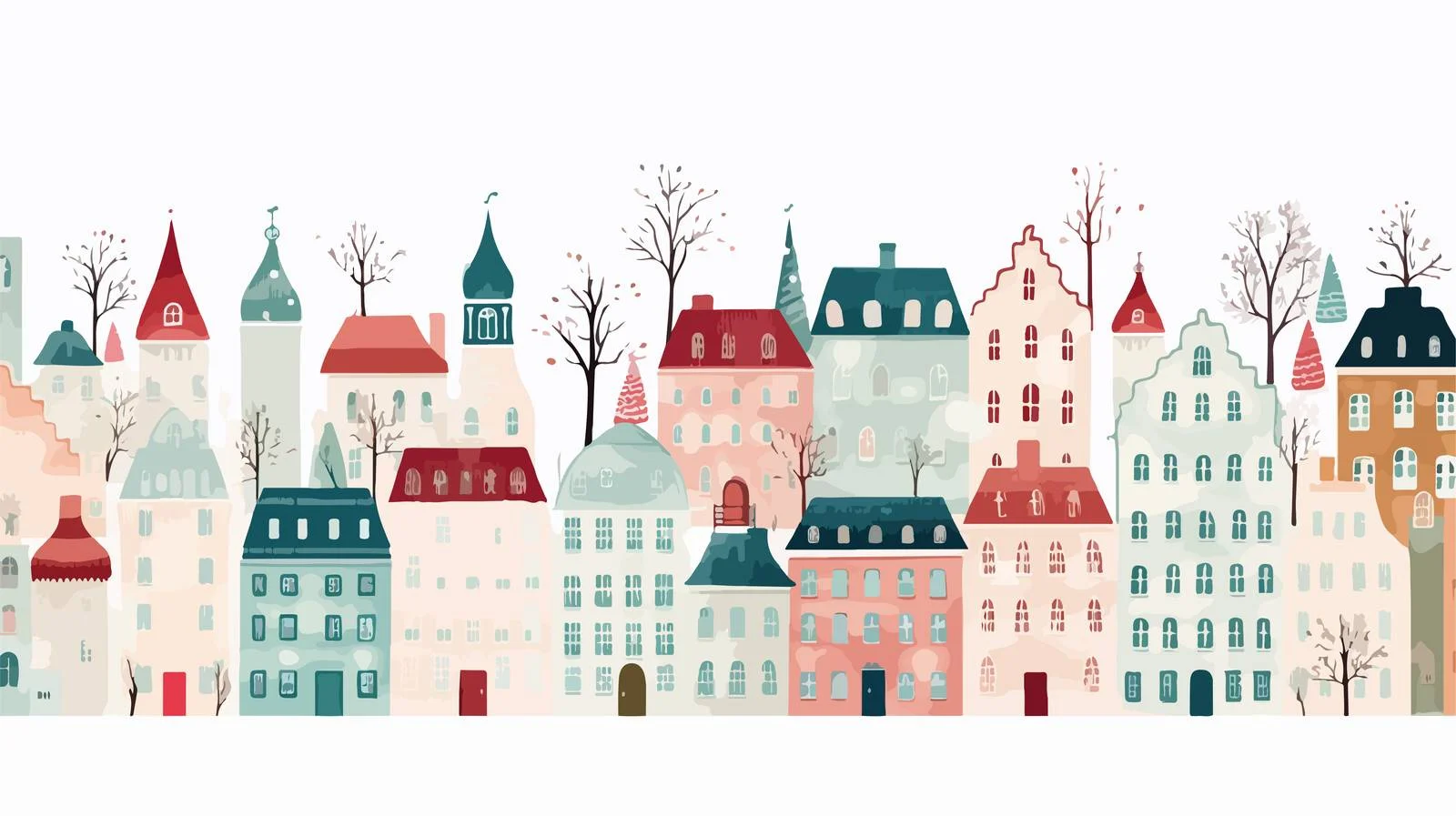 Urban Housing and Chapel Seamless Pattern — free download from Dotvec