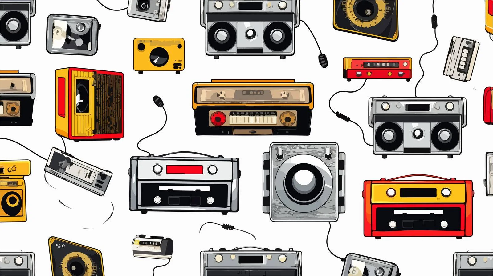 Vintage Analog Music Player Seamless Pattern — free download from Dotvec