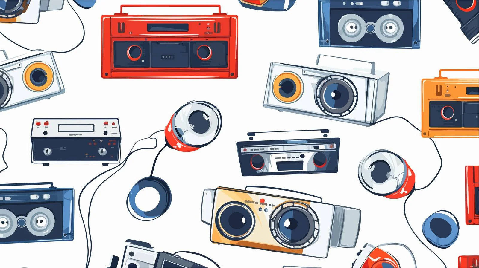 Vintage Analog Music Player Seamless Pattern — free download from Dotvec