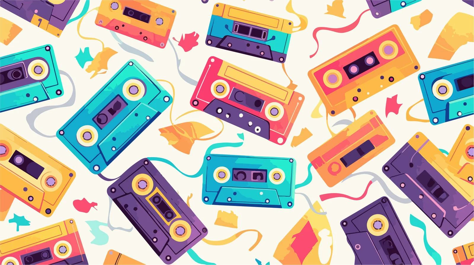 Vintage Audio Cassette Tape Retro Pattern — free download from Dotvec