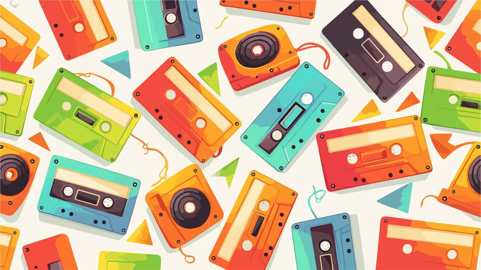 Vintage Audio Cassette Seamless Pattern Background — free download from Dotvec