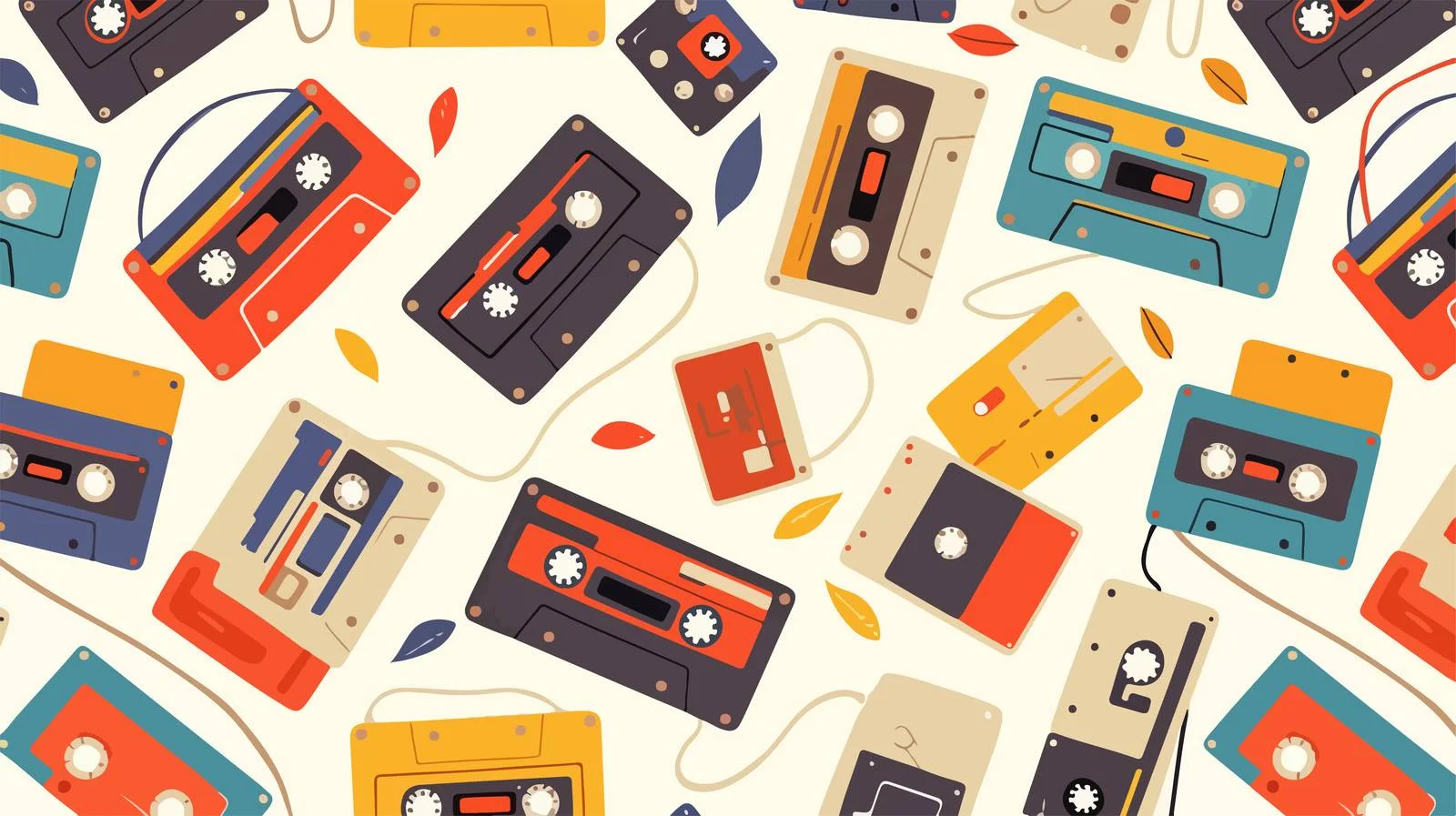 Vintage Audio Cassette Seamless Pattern Background — free download from Dotvec