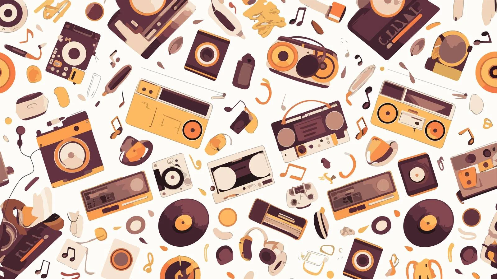 Vintage Music Devices Seamless Pattern Design — free download from Dotvec