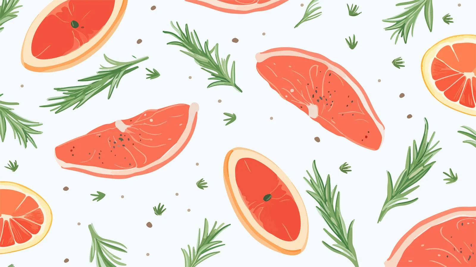 Salmon and Rosemary Pattern — free download from Dotvec