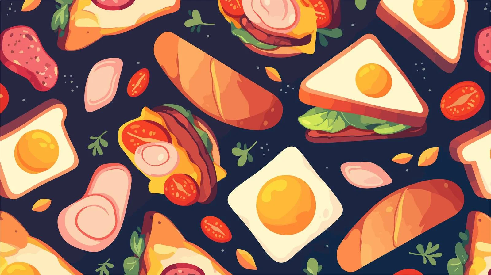 Sandwiches Seamless Pattern on Dark Background — free download from Dotvec