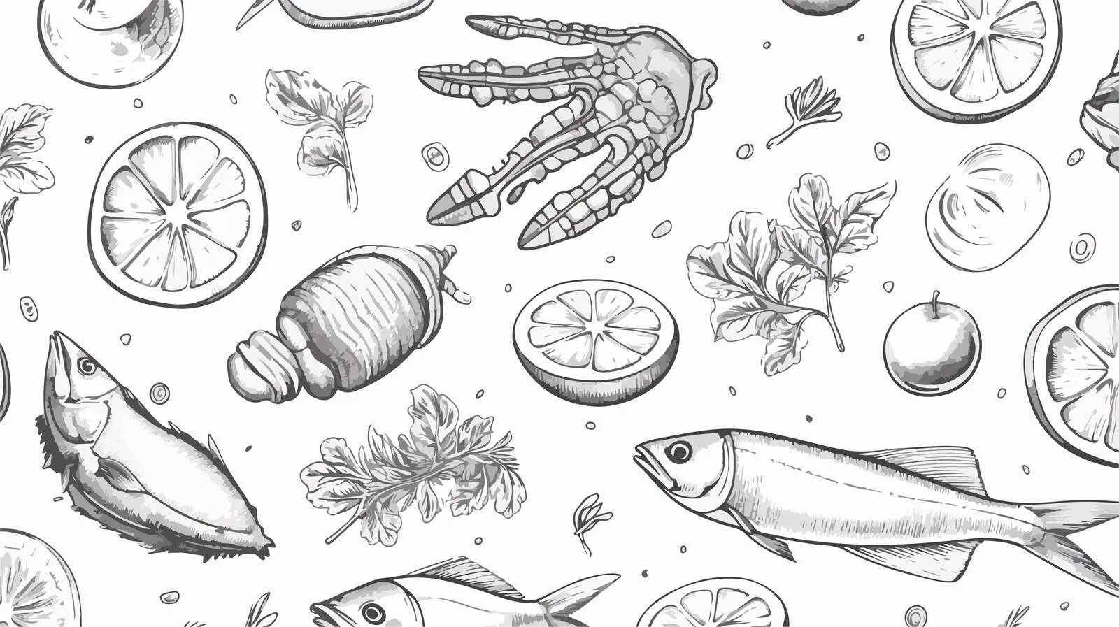 Seafood Themed Seamless Pattern — free download from Dotvec