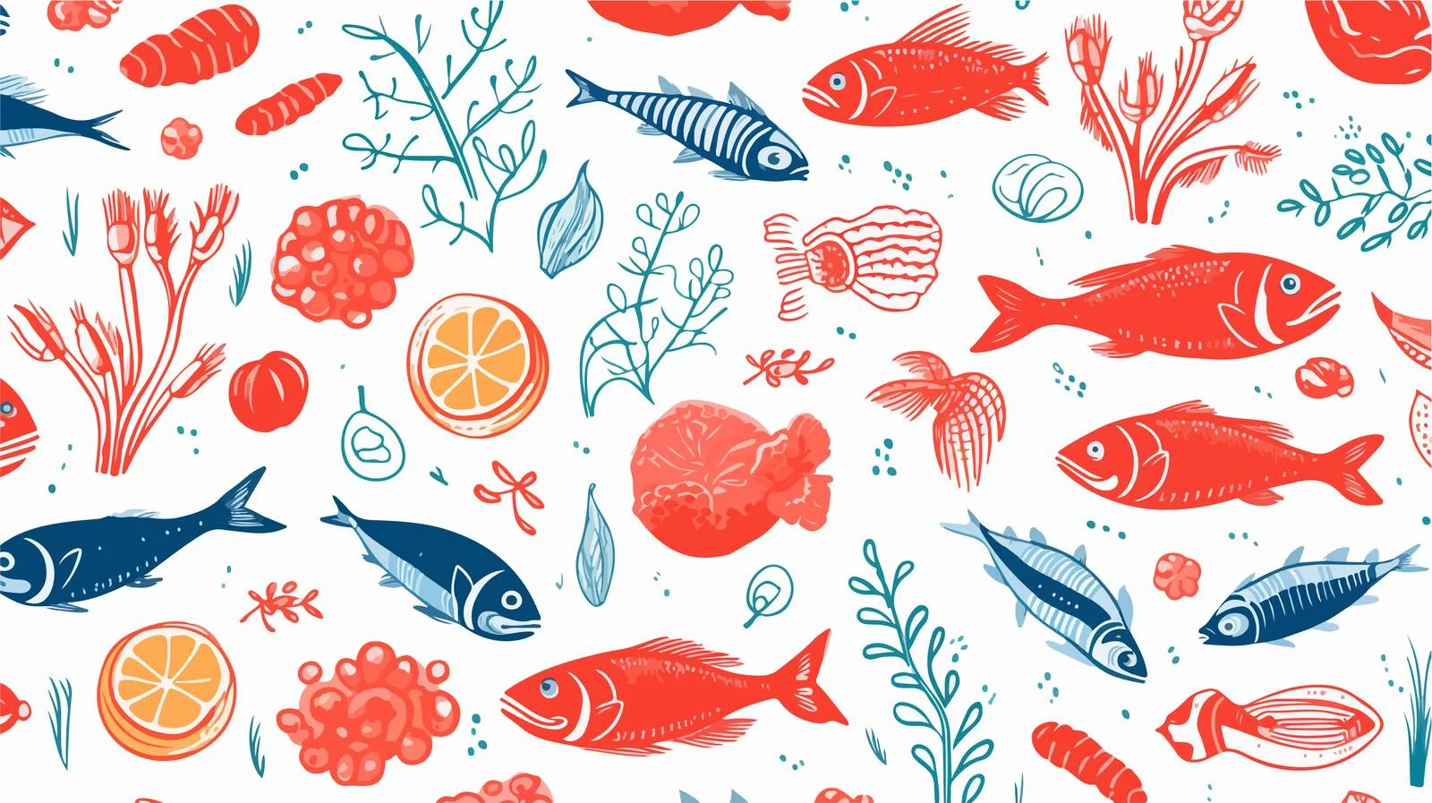 Seafood Hand Drawn Pattern — free download from Dotvec