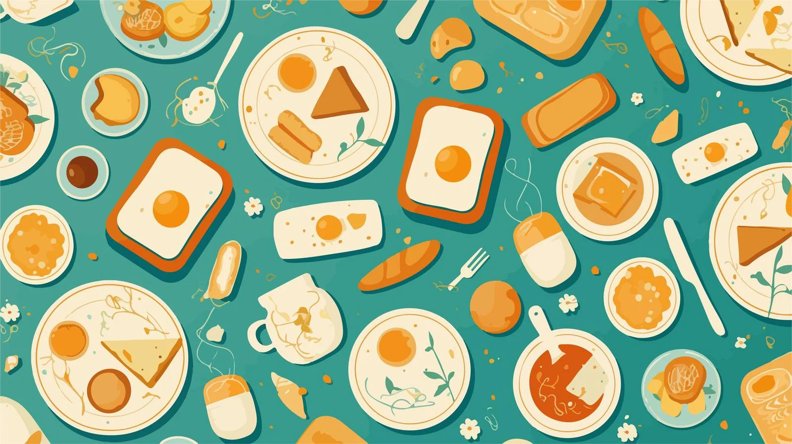 Elegant Breakfast Meal Seamless Pattern Design — free download from Dotvec