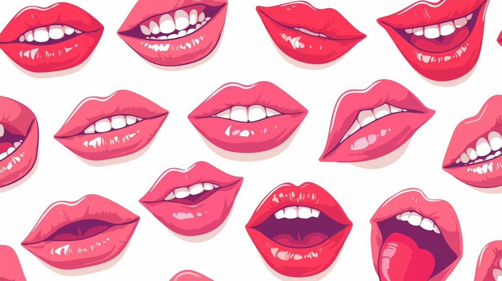 Seductive Lips Seamless Pattern on White Background — free download from Dotvec