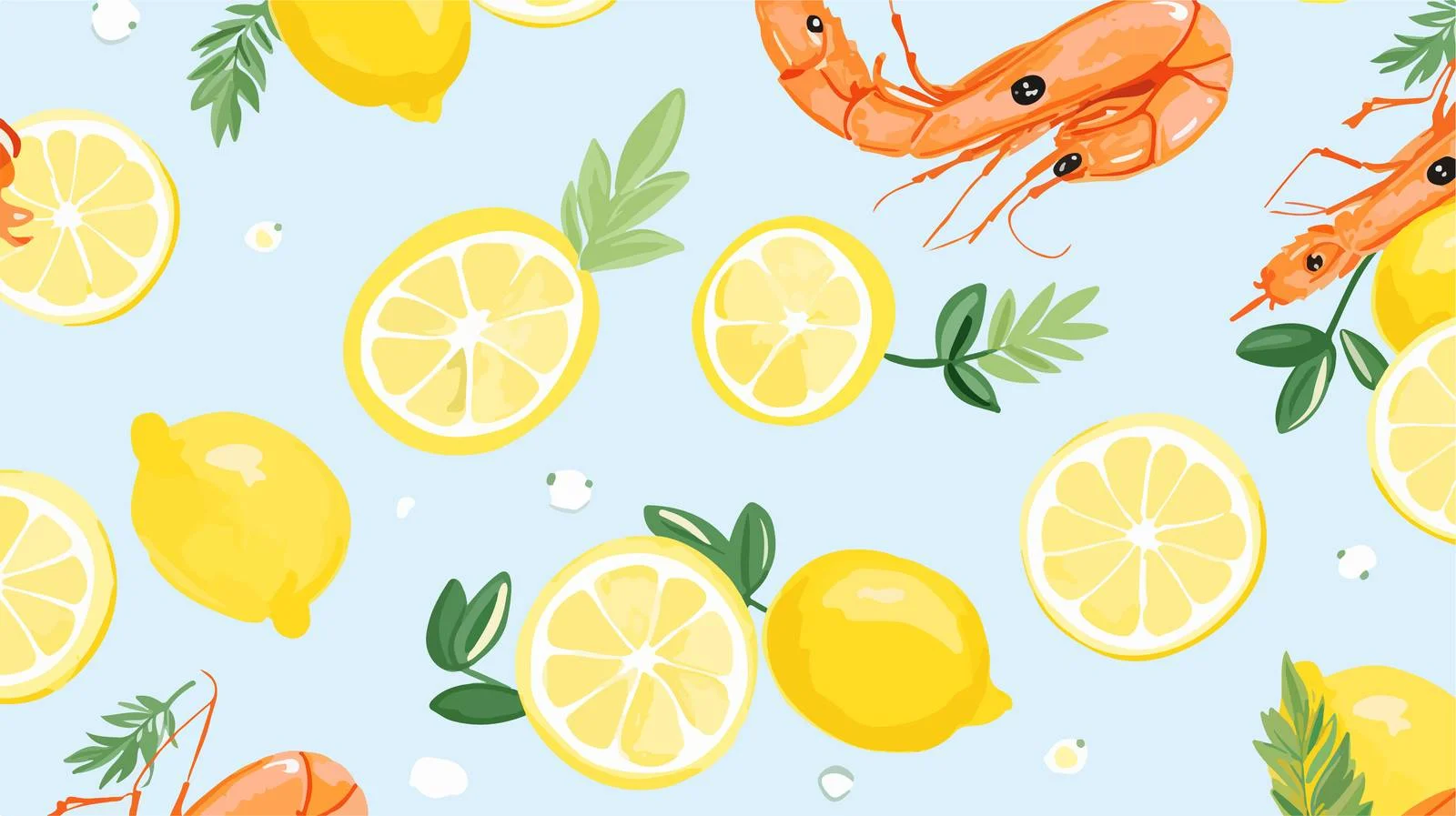 Seafood Lemon Slice Seamless Pattern — free download from Dotvec