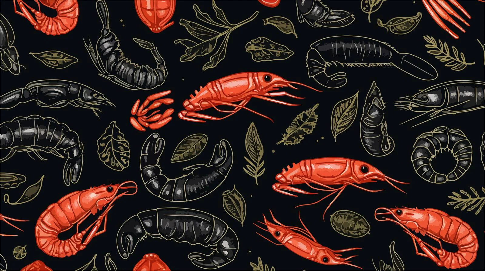 Seafood Seamless Pattern — free download from Dotvec