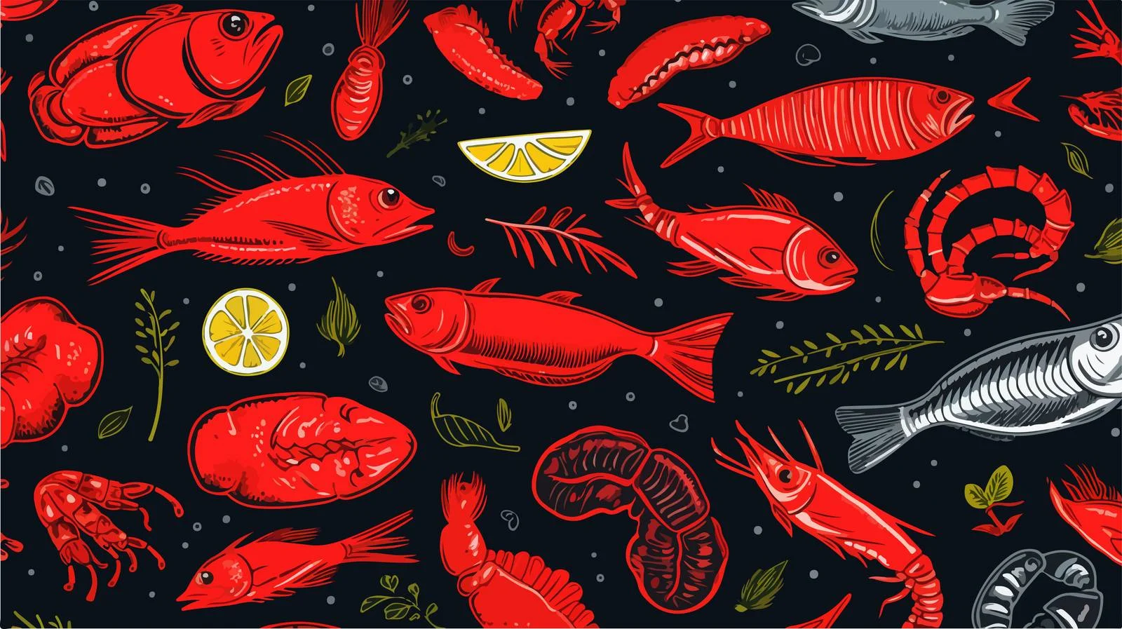 Marine Life Seamless Pattern — free download from Dotvec