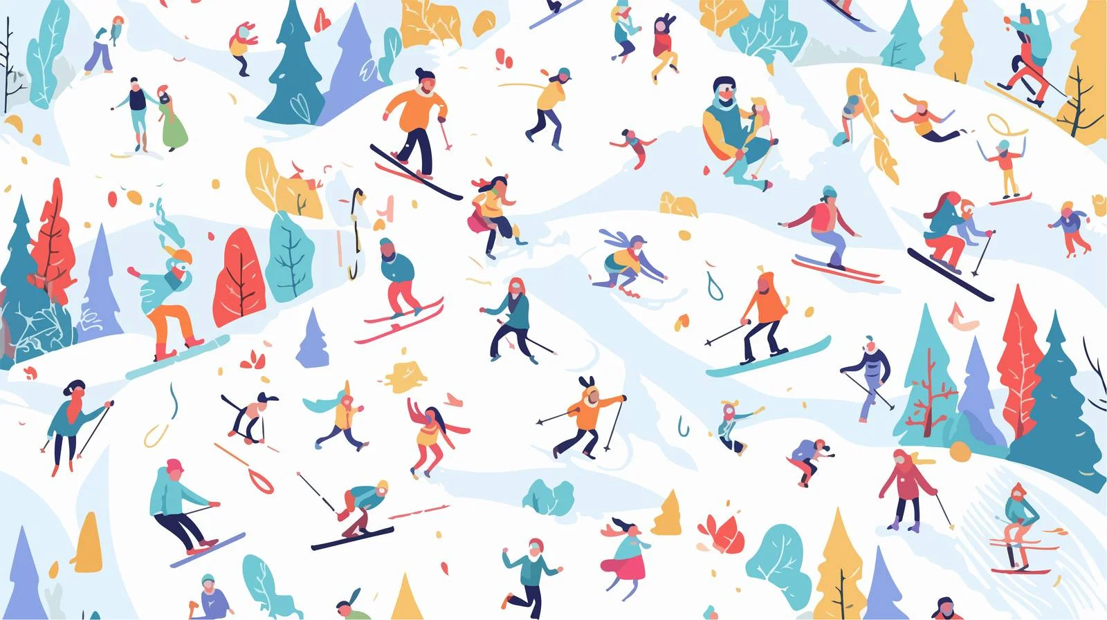 Winter Sports People Seamless Pattern — free download from Dotvec