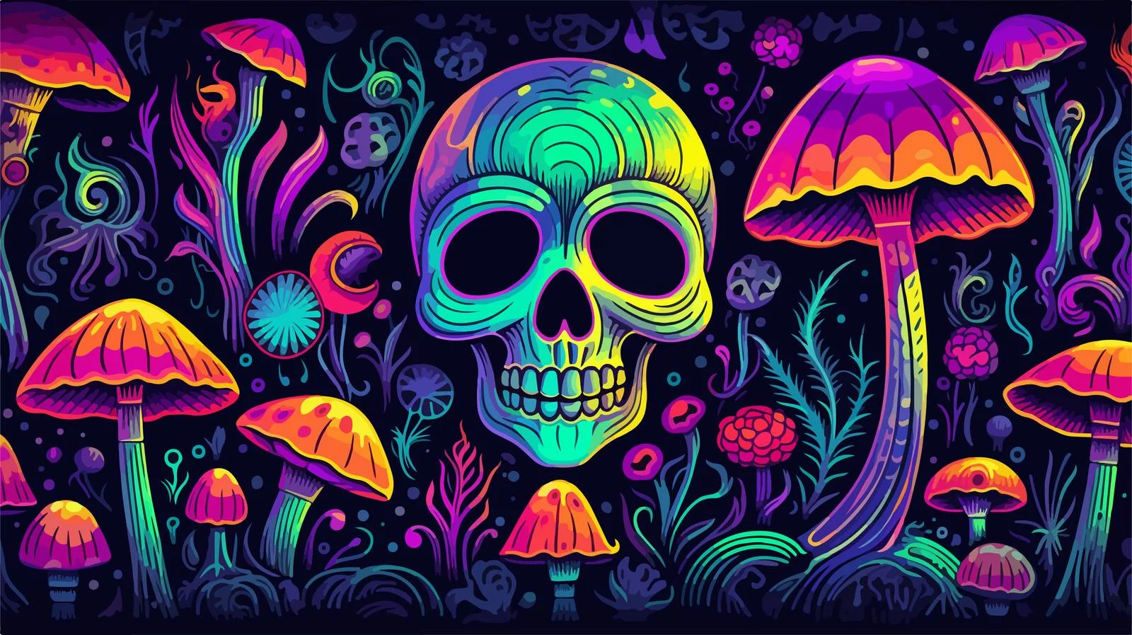 Skull and Mushroom Seamless Pattern — free download from Dotvec