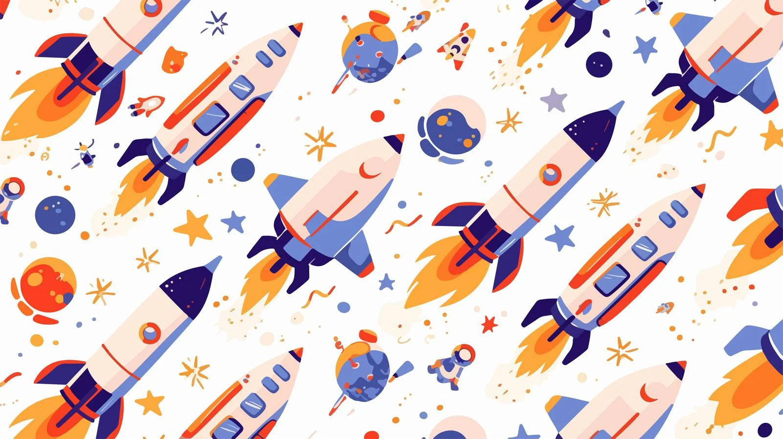 Spacecraft and Rockets Pattern in Space — free download from Dotvec
