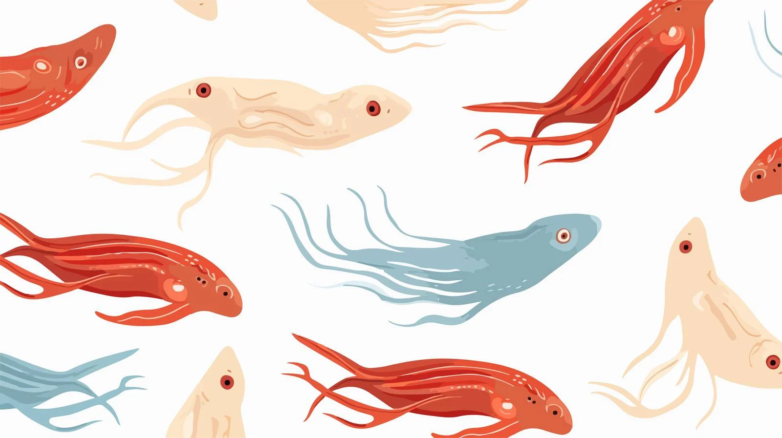 Hand-drawn Squid Seamless Vector Pattern — free download from Dotvec