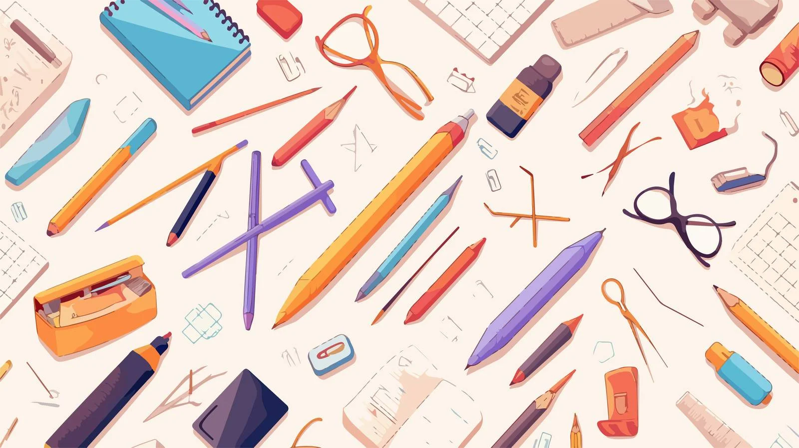Chic Stationery Pattern with Drawing Tools — free download from Dotvec