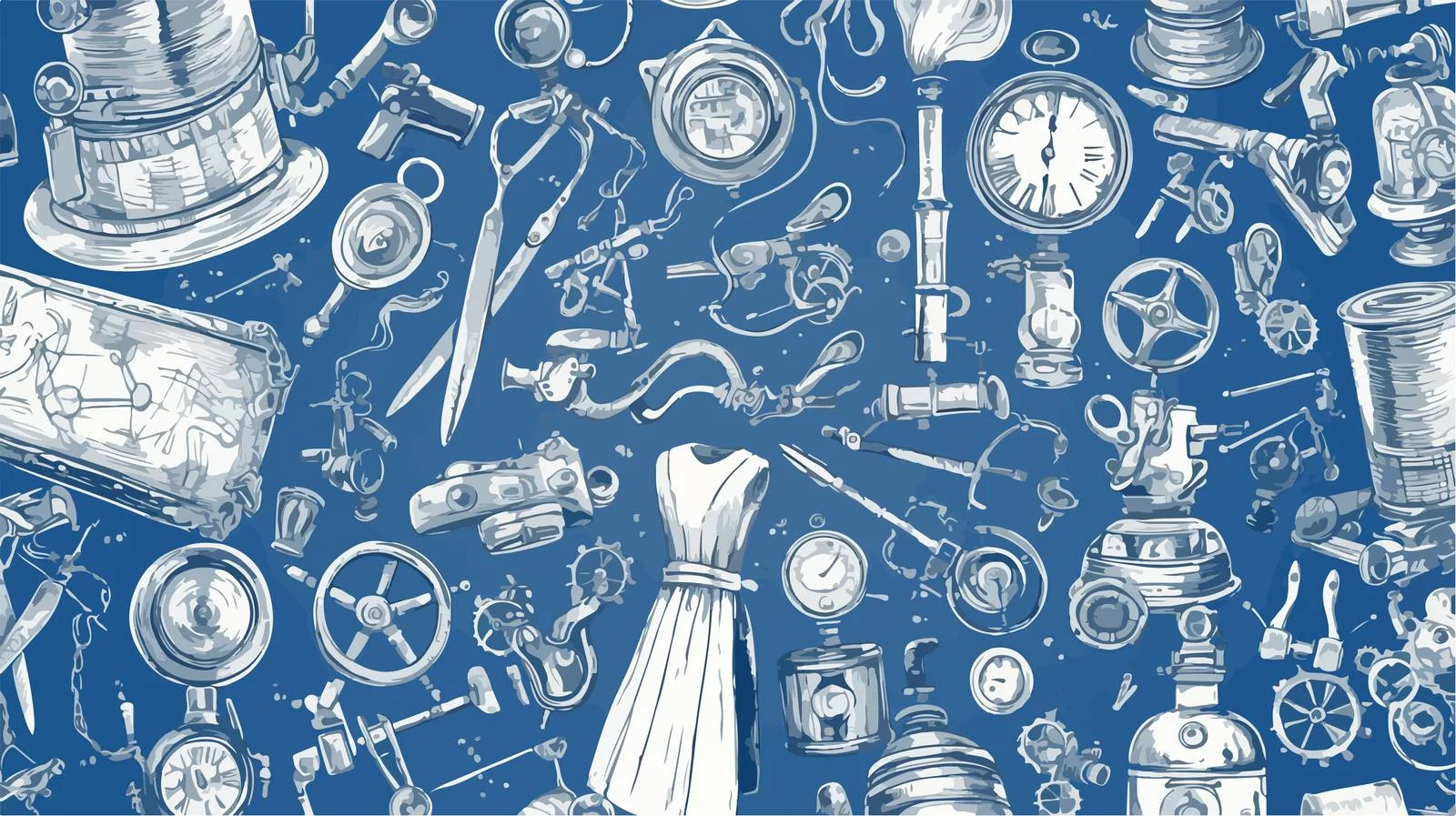 Steampunk Attributes Seamless Pattern Design — free download from Dotvec