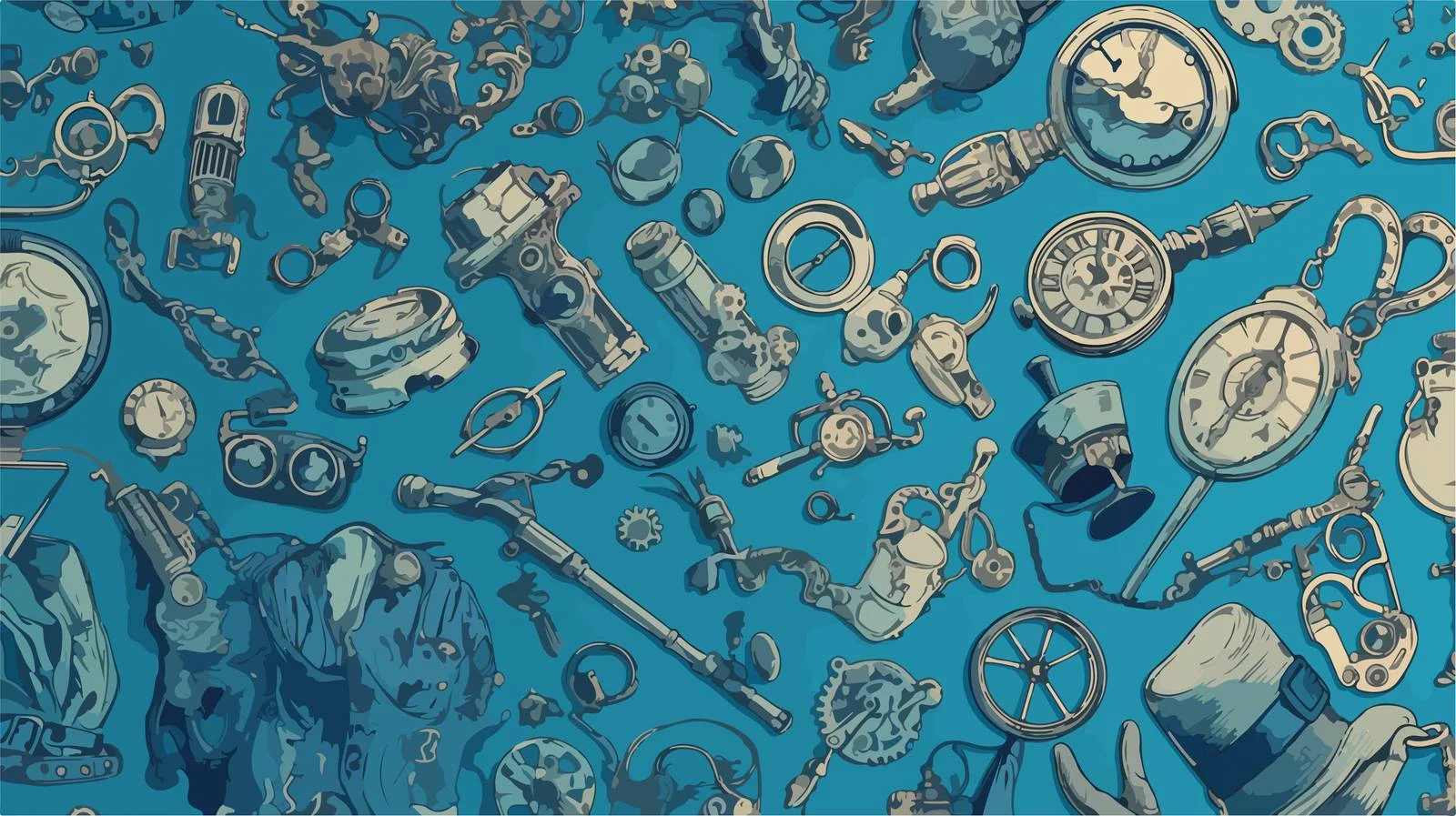 Steampunk Attributes Seamless Pattern Design — free download from Dotvec