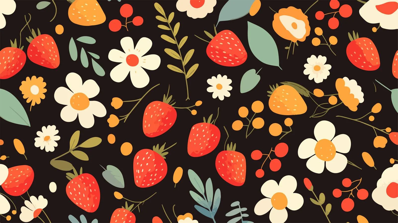 Strawberry Floral Seamless Pattern Design — free download from Dotvec