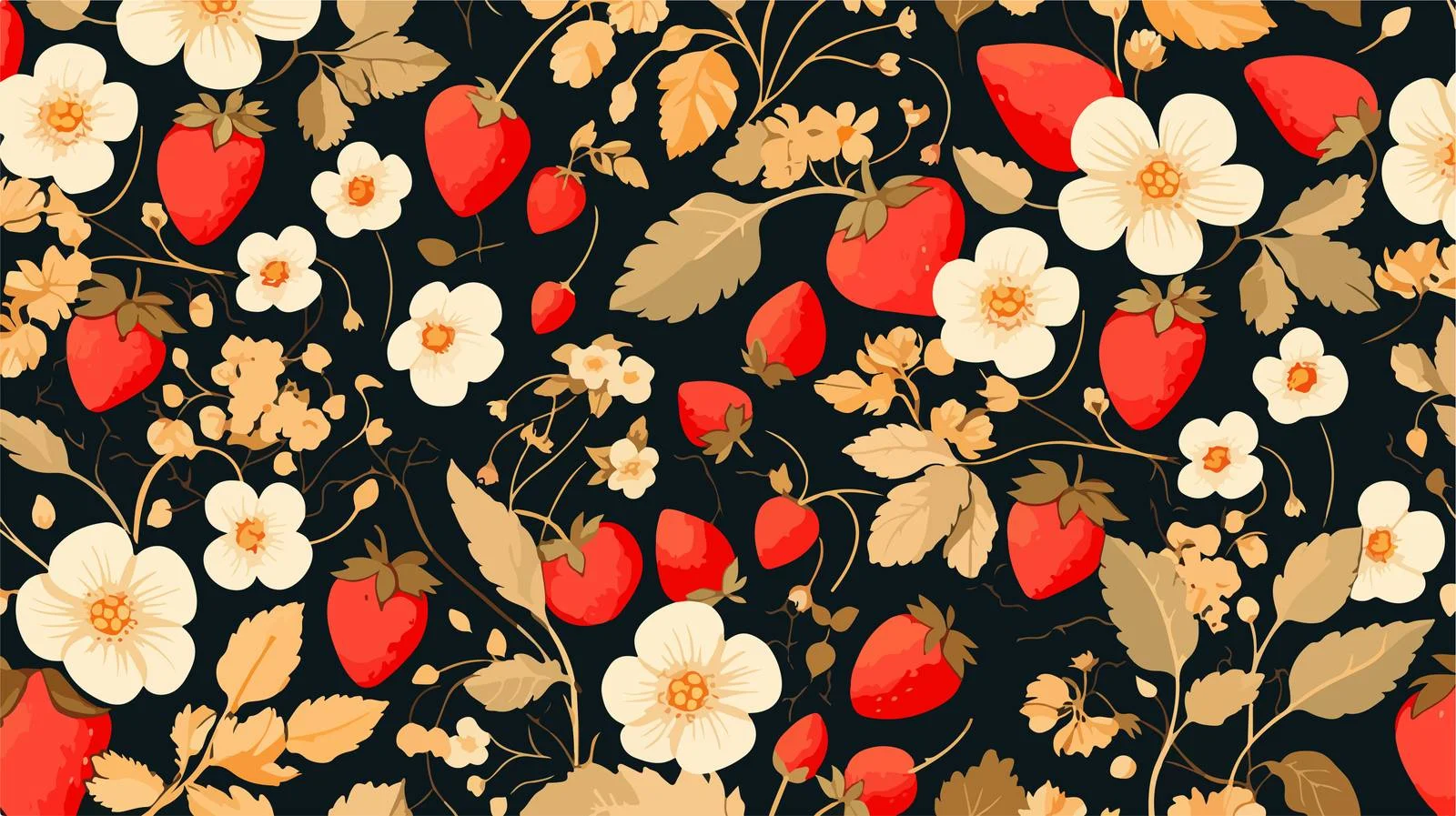 Strawberry and Floral Seamless Pattern Design — free download from Dotvec