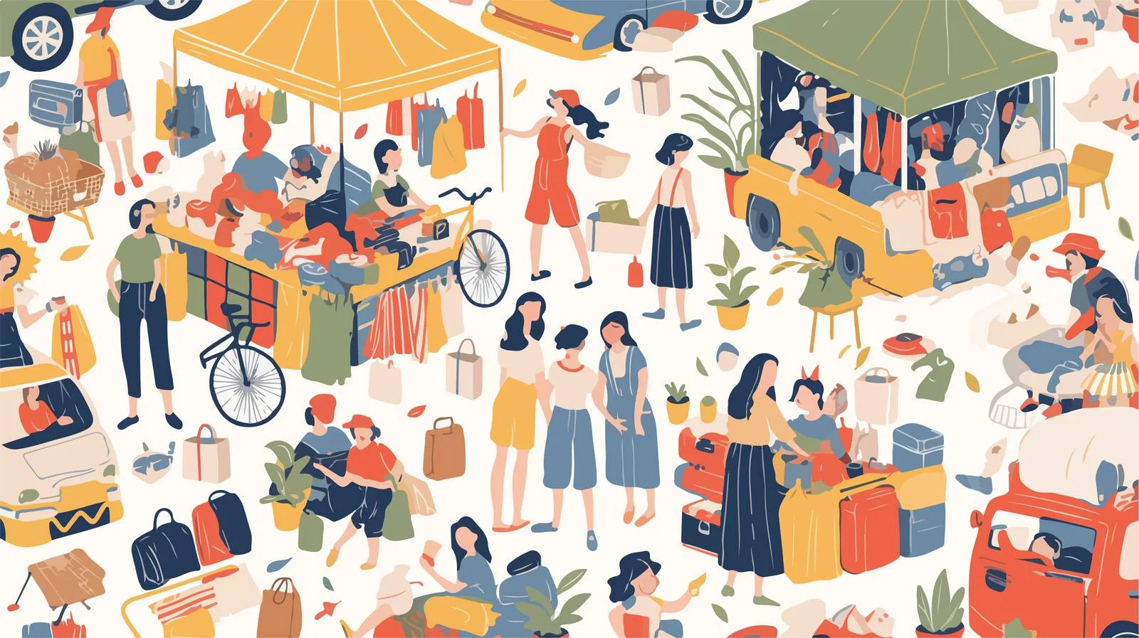 Colorful Summer Flea Market Street Pattern — free download from Dotvec