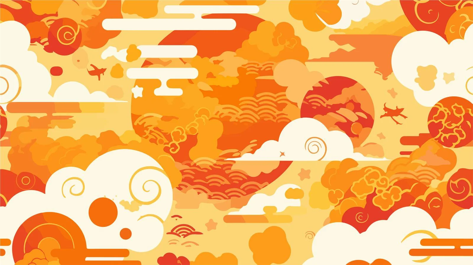Traditional Style Sun and Clouds Pattern — free download from Dotvec