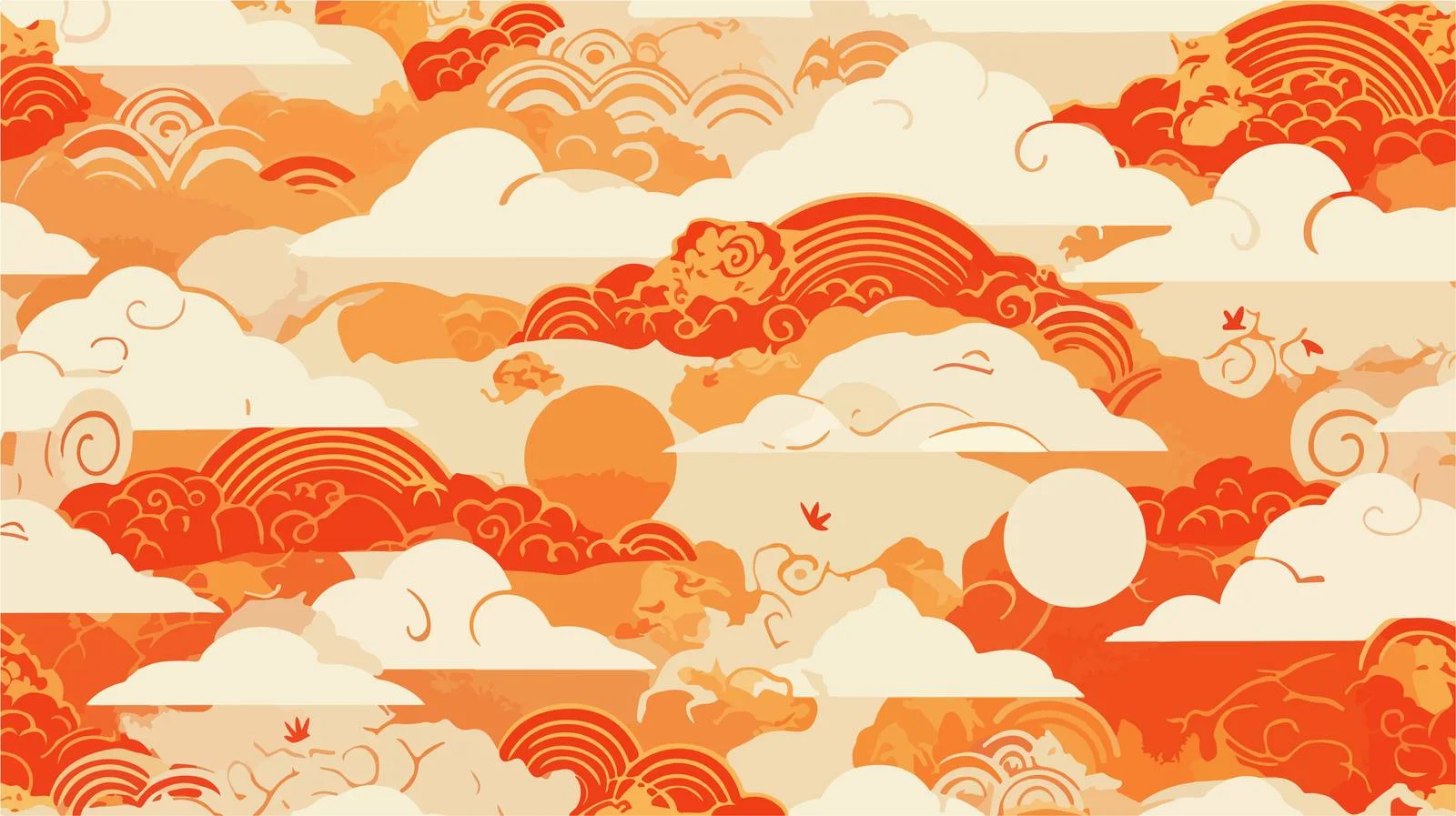 Traditional Sun and Clouds Seamless Pattern — free download from Dotvec
