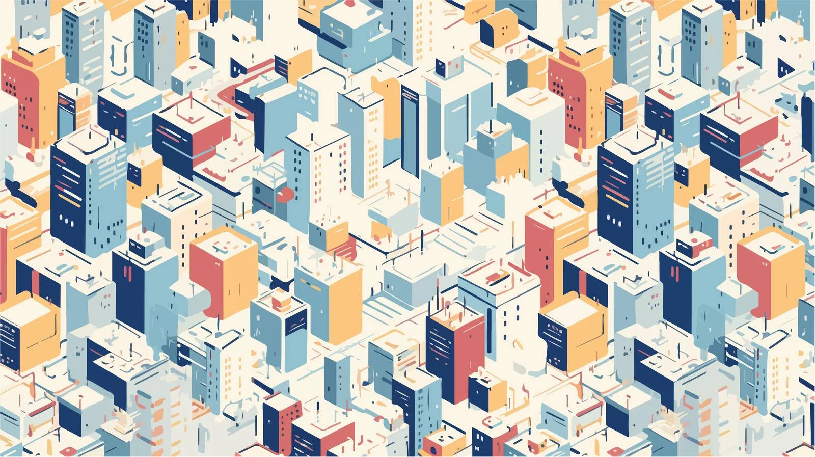 Urban Isometric City Buildings Pattern — free download from Dotvec