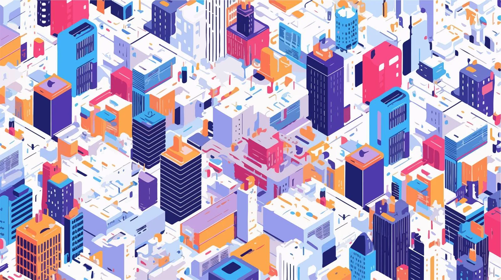 Urban Isometric City Building Seamless Pattern — free download from Dotvec