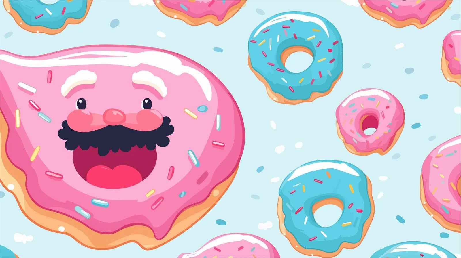 Donut Mascot Seamless Pattern — free download from Dotvec
