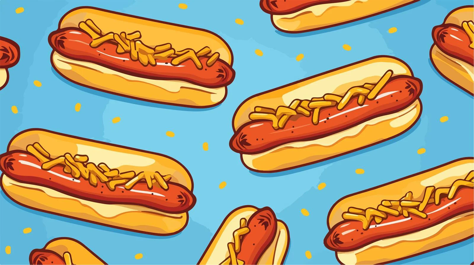 Hot Dog Mascot Seamless Pattern — free download from Dotvec