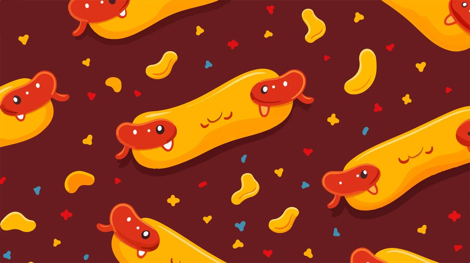 Hot Dog Mascot Seamless Pattern — free download from Dotvec