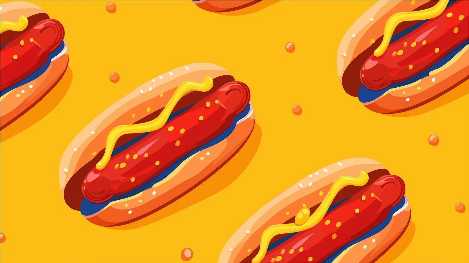 Hot Dog Mascot Seamless Pattern — free download from Dotvec