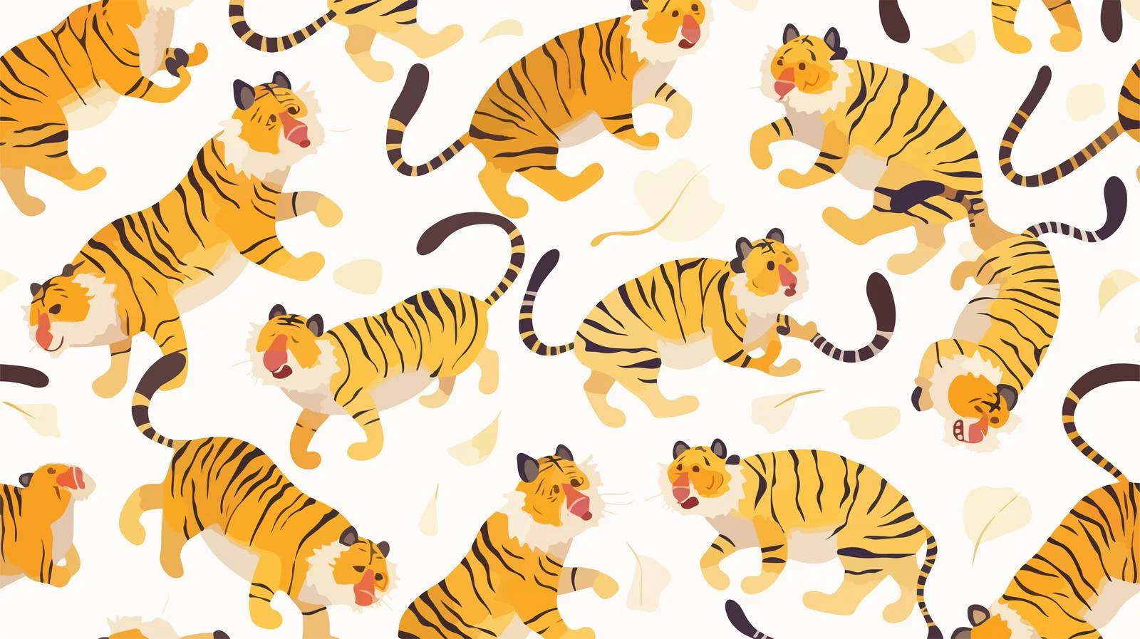 Tiger Pattern on White Background Seamless Design — free download from Dotvec