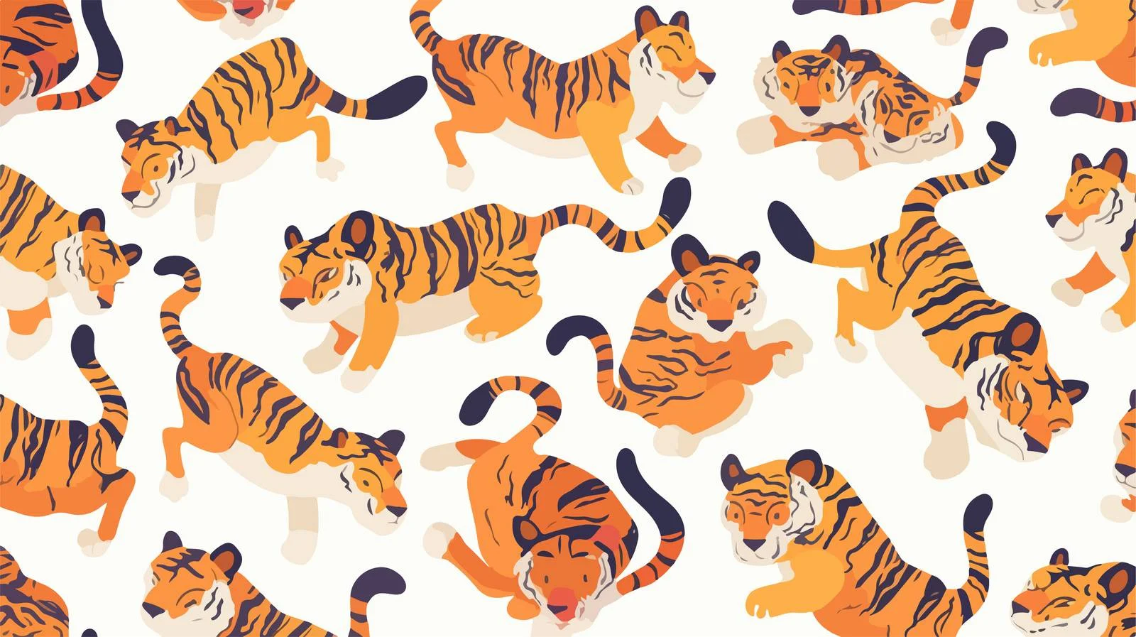 Tiger Pattern on White Background Repeat — free download from Dotvec