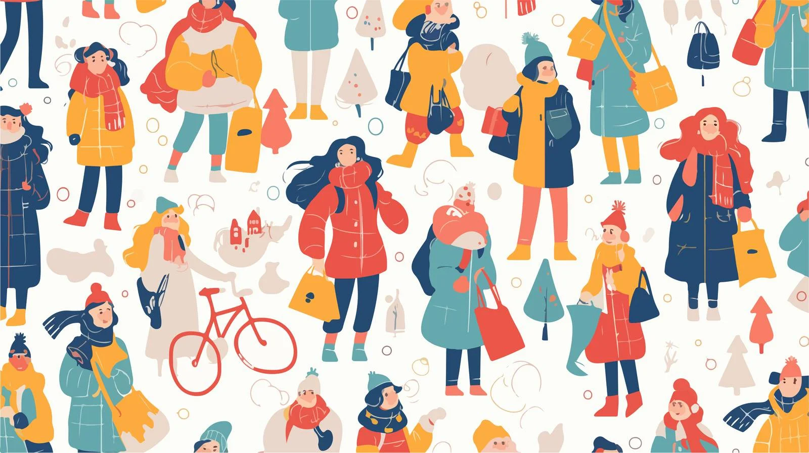 Whimsical Outerwear People Seamless Pattern — free download from Dotvec
