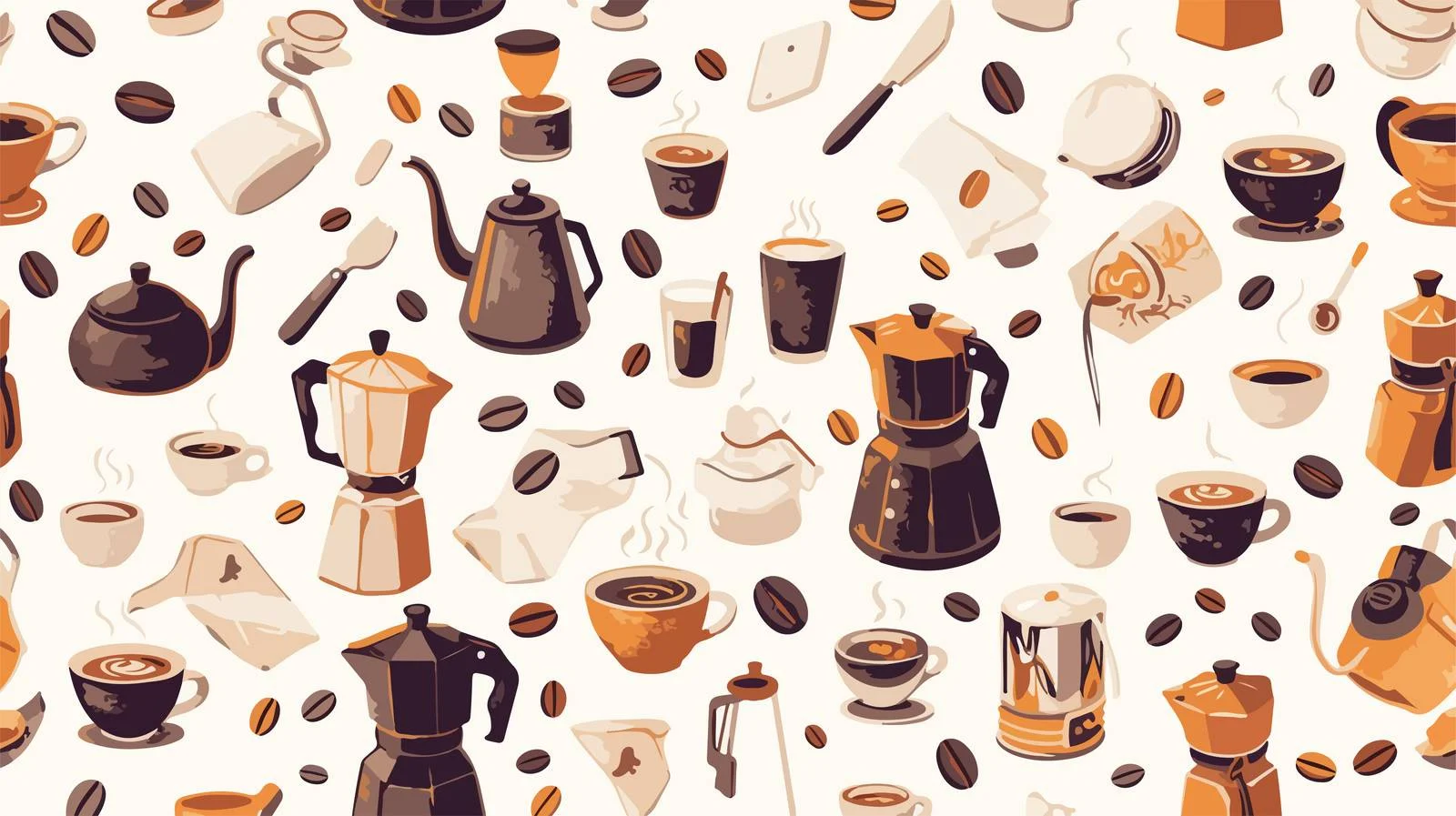 Coffee Tools and Utensils Seamless Pattern — free download from Dotvec