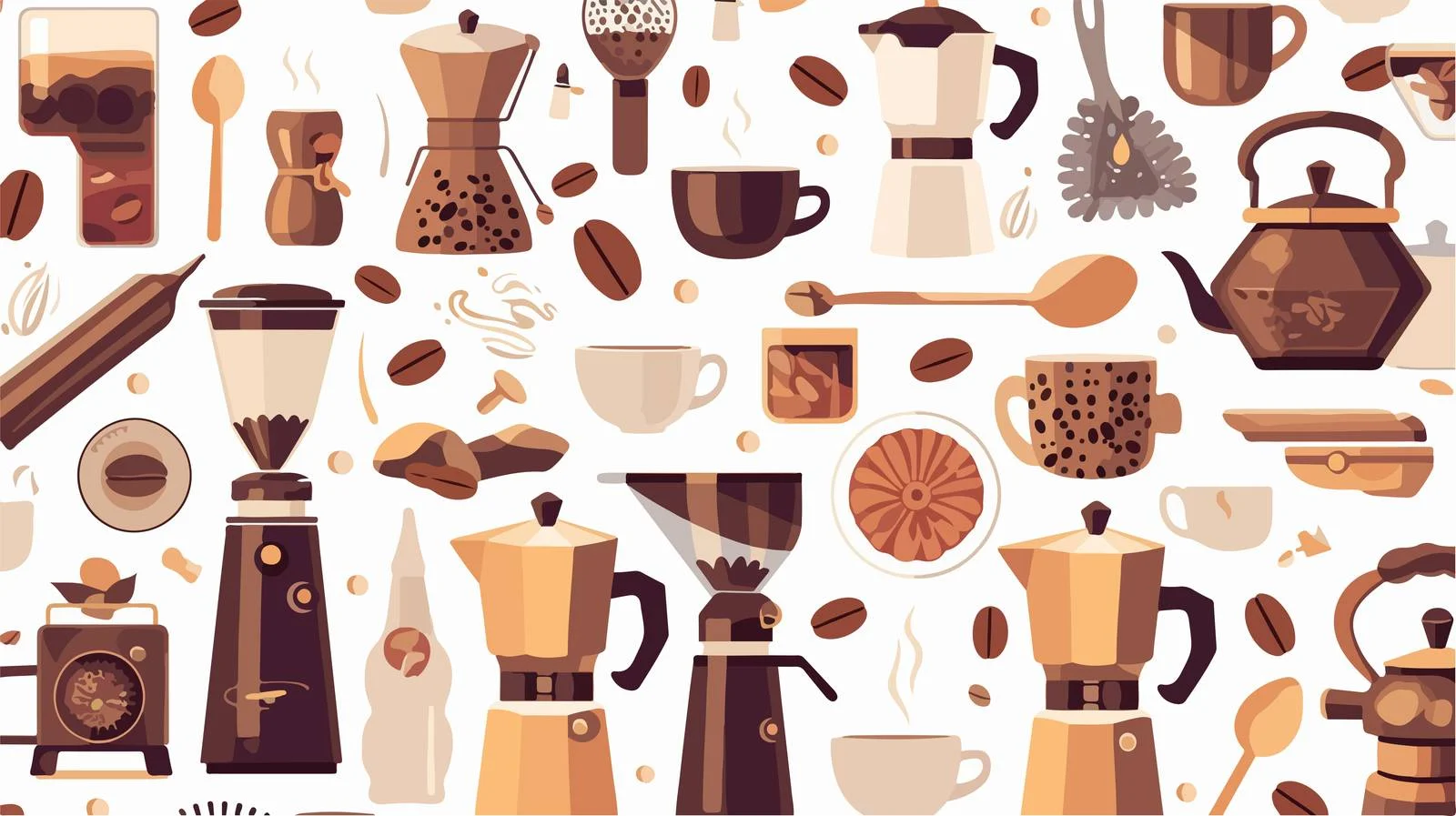 Coffee Utensils Seamless Pattern Design — free download from Dotvec