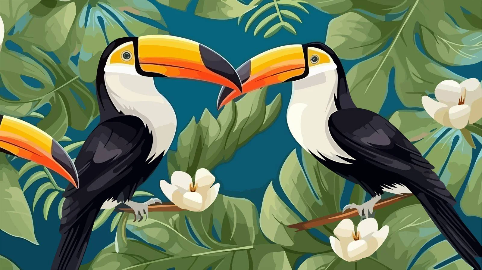 Toucan Tropical Leaf Seamless Pattern — free download from Dotvec
