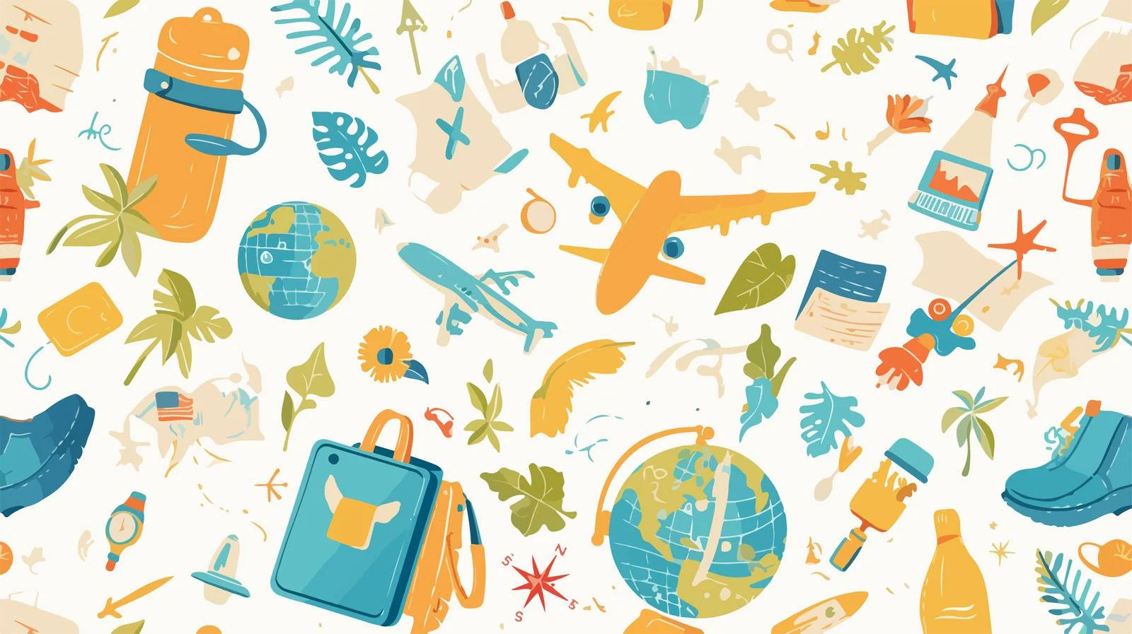 Travel Essentials Seamless Pattern Illustration — free download from Dotvec