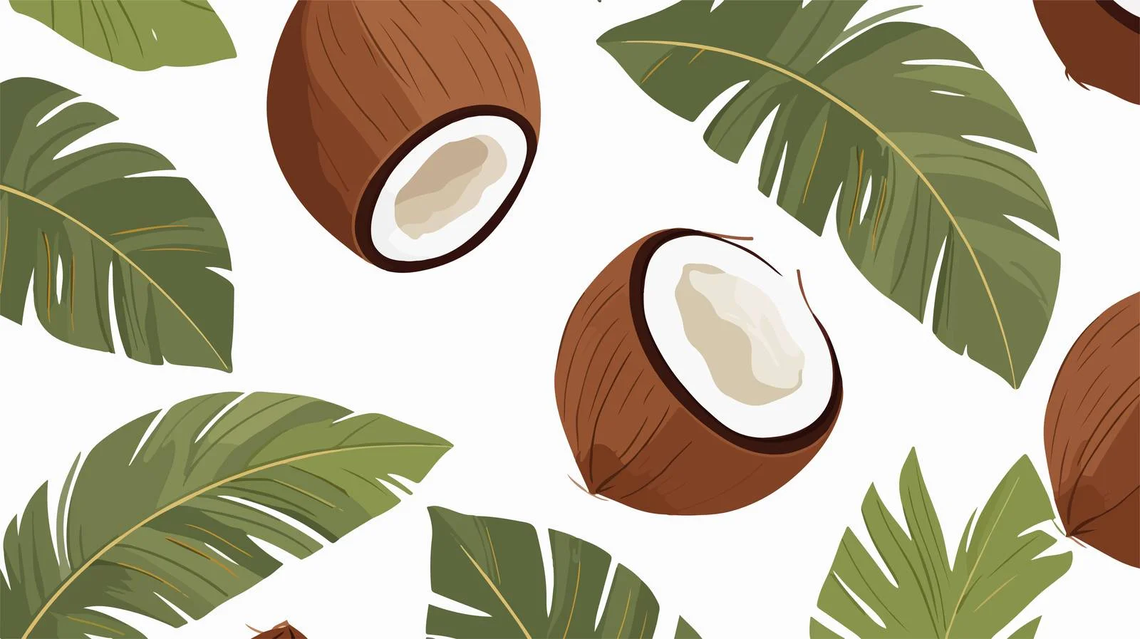 Tropical Leaves Coconut Seamless Pattern — free download from Dotvec