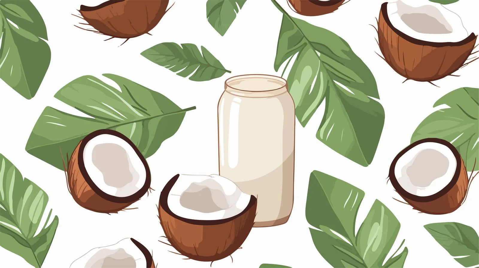 Tropical Leaves & Coconut Seamless Pattern — free download from Dotvec
