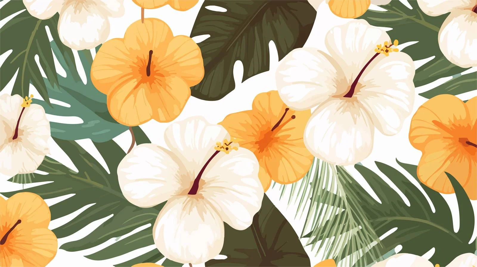 Tropical Leaves Coconut Seamless Pattern — free download from Dotvec